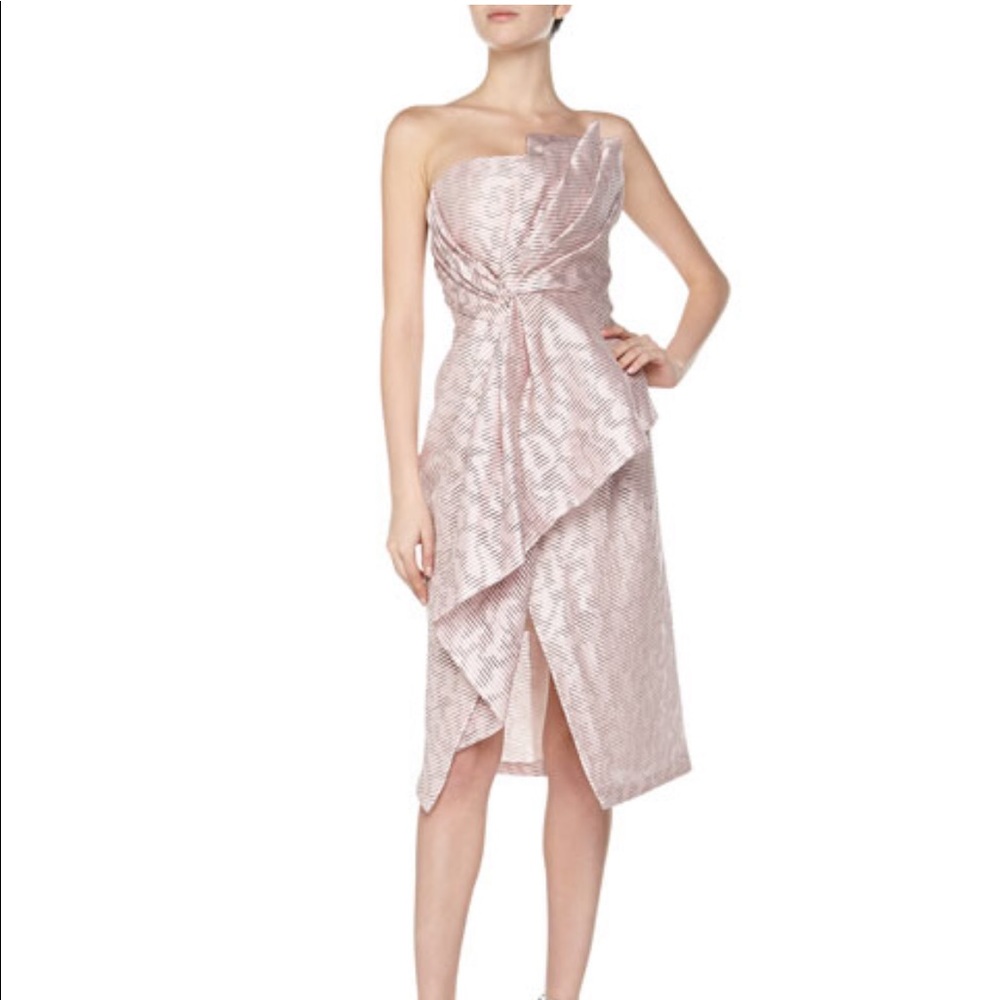 J. Mendel Strapless Origami Pink Bustier Dress